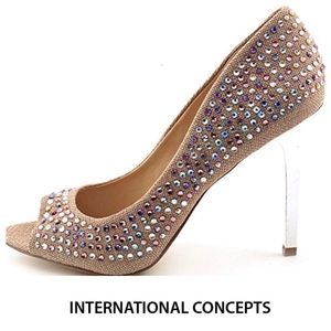 HP💕INC Crystal Canvas Embellished Peep Toe Heels